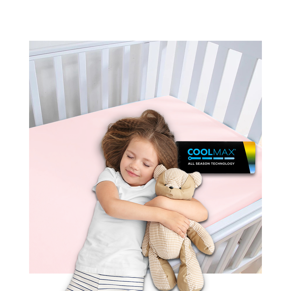 COOLMAX ALL SEASON 抗菌防蟎嬰兒床笠-水晶粉紅色-PE-BD5000-CP