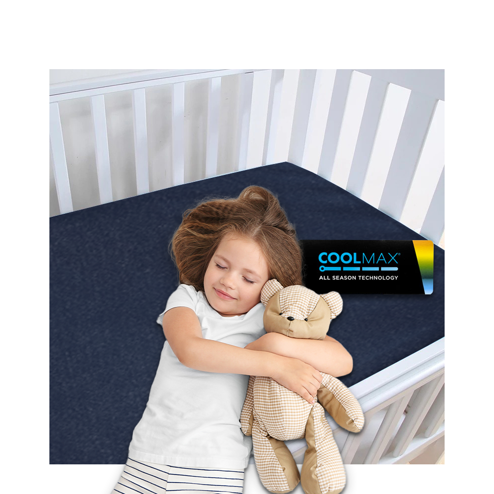 COOLMAX ALL SEASON 抗菌防蟎嬰兒床笠-牛仔藍色-PE-BD5000-DB