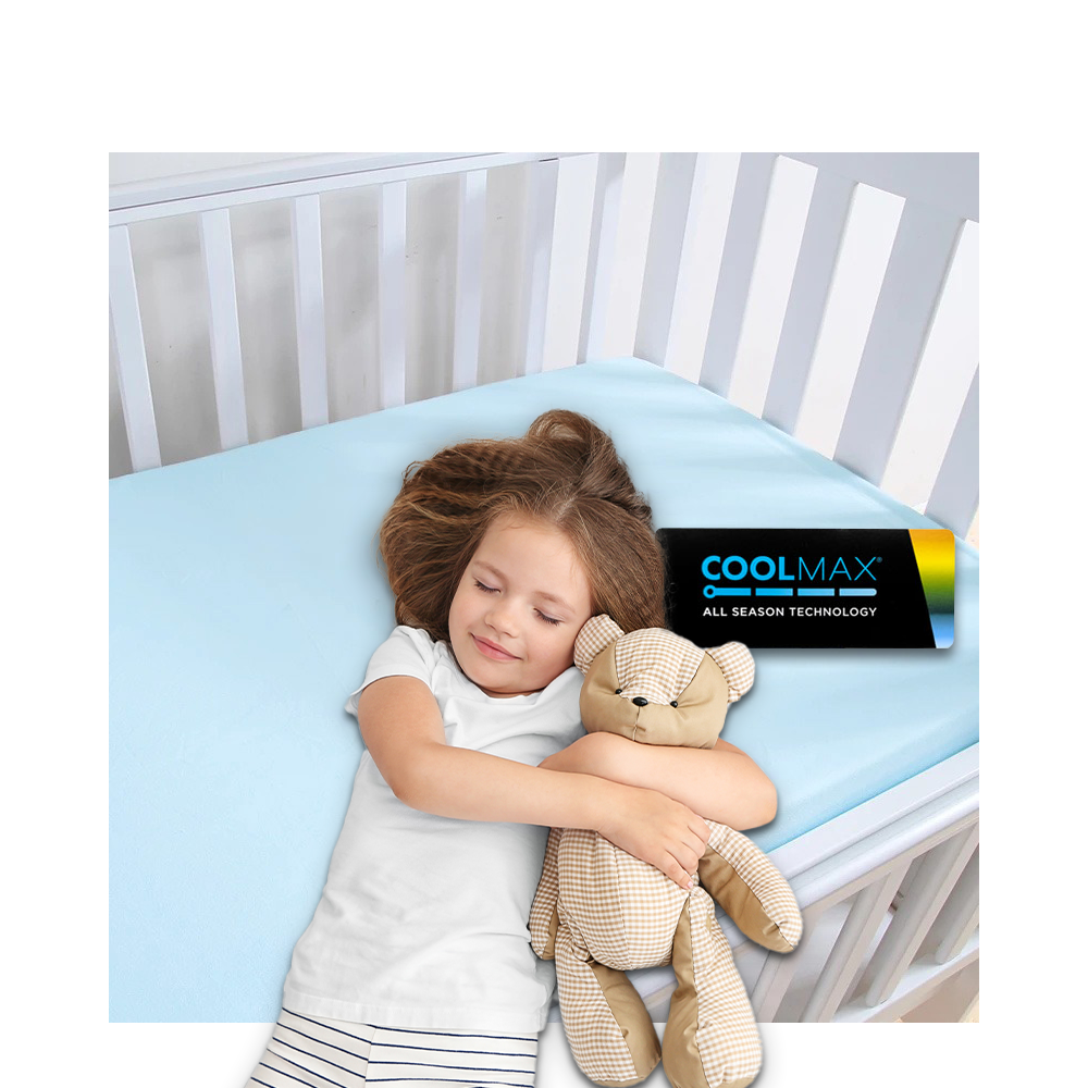 COOLMAX ALL SEASON 抗菌防蟎嬰兒床笠-雪晶藍色-PE-BD5000-IB