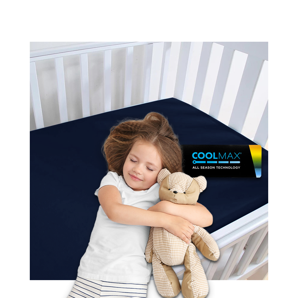 COOLMAX ALL SEASON 抗菌防蟎嬰兒床笠-牛津寶藍色-PE-BD5000-ON
