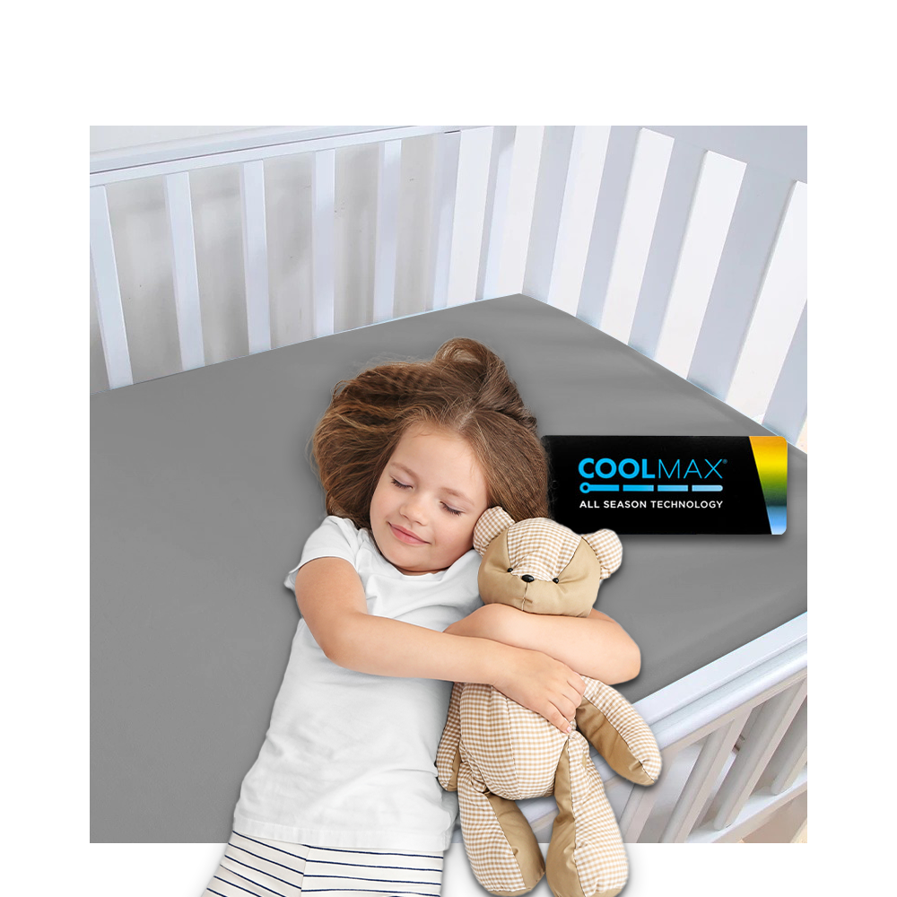 COOLMAX ALL SEASON 抗菌防蟎嬰兒床笠-太空銀灰色-PE-BD5000-SG