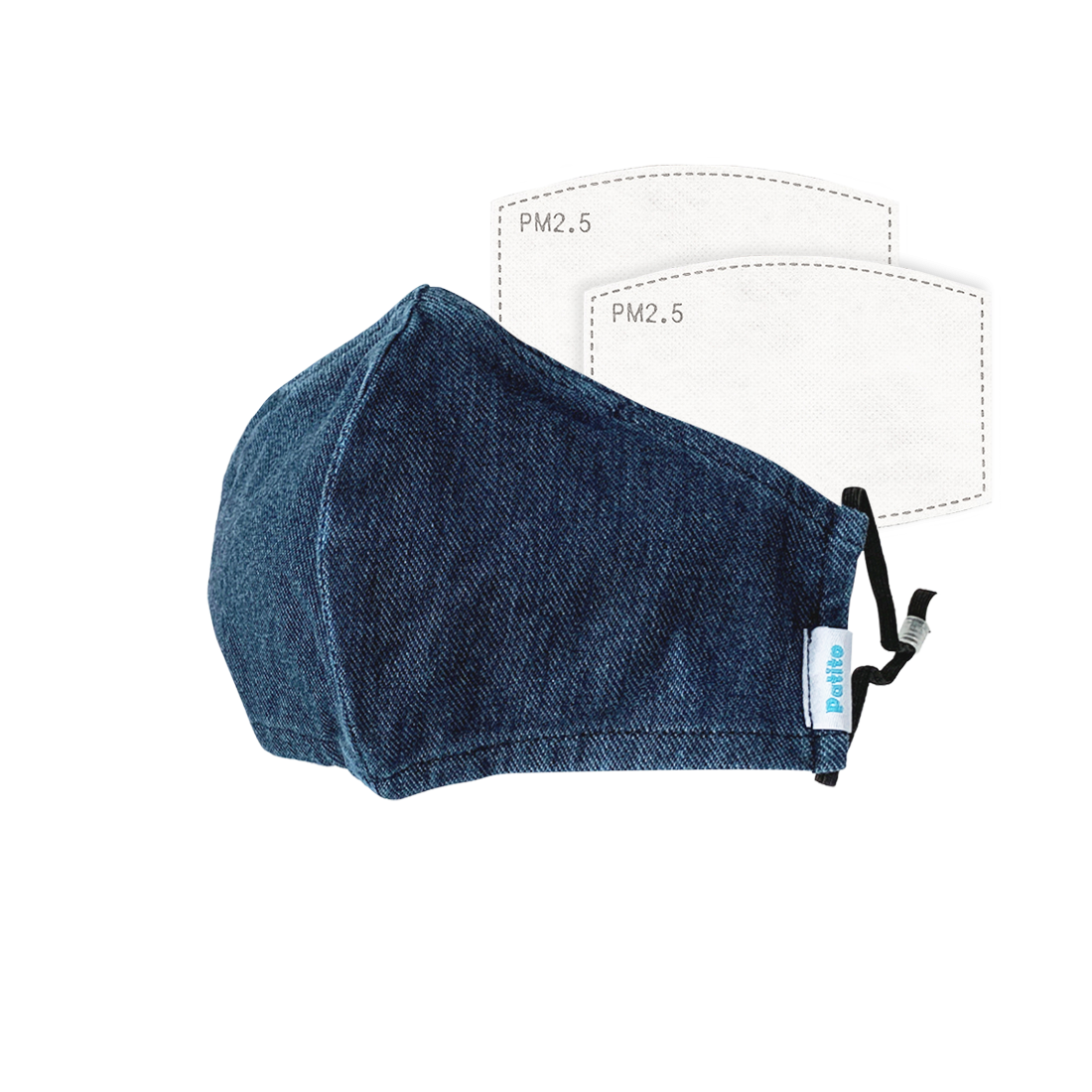 Extra Guard Silver Ions Double Layered Mask - Adult - Denim - EG3020 - (Includes PM2.5 Filters x 2)